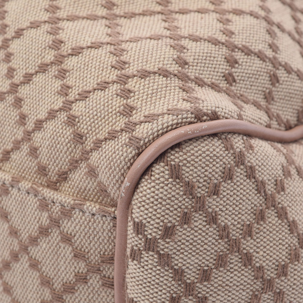 GUCCI Sukey Diamante Beige Pink Canvas Leather Handbag - Picture 9 of 9